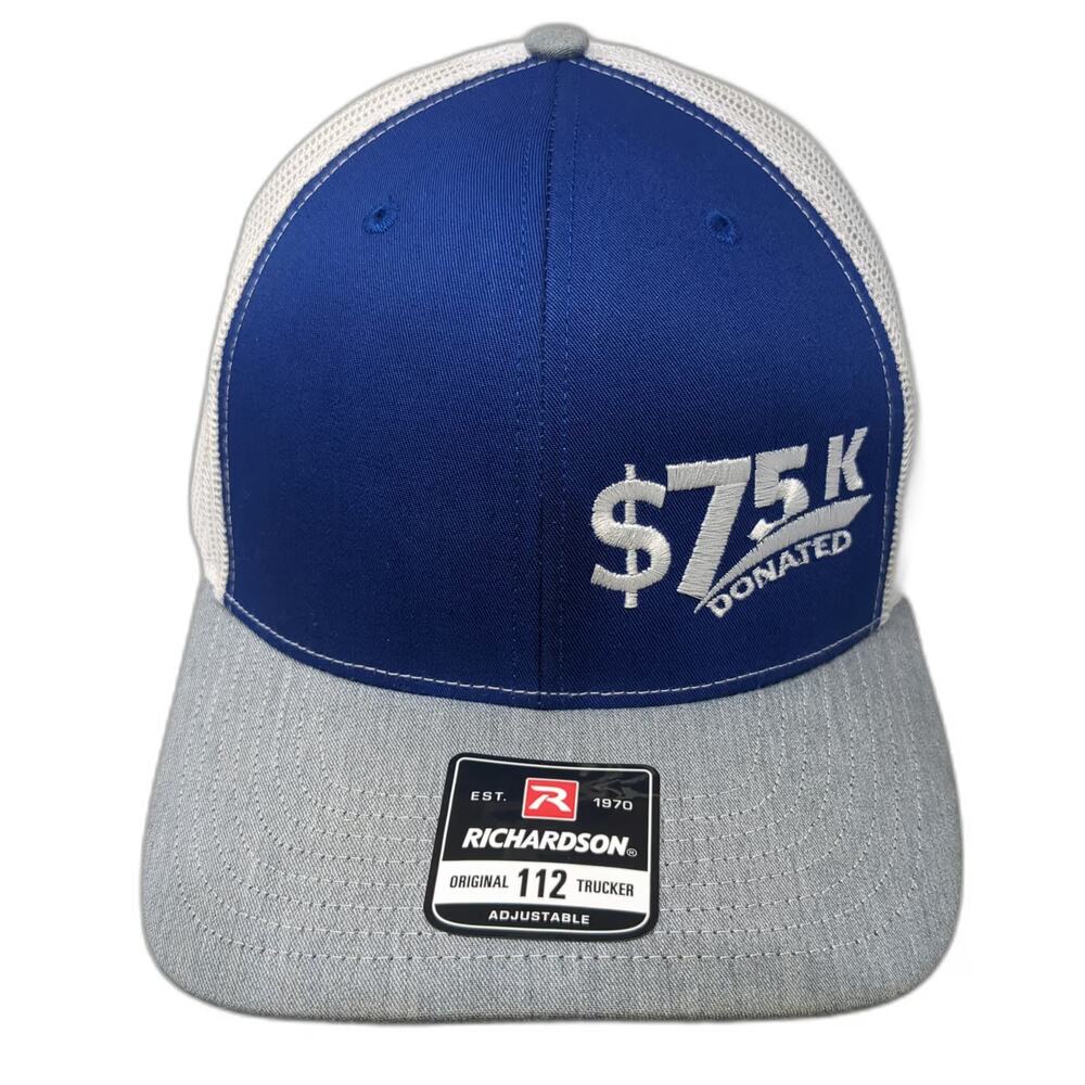 Richardson Trucker Hat Blue Gray White One Size Auto Ranch Foundation Snapback